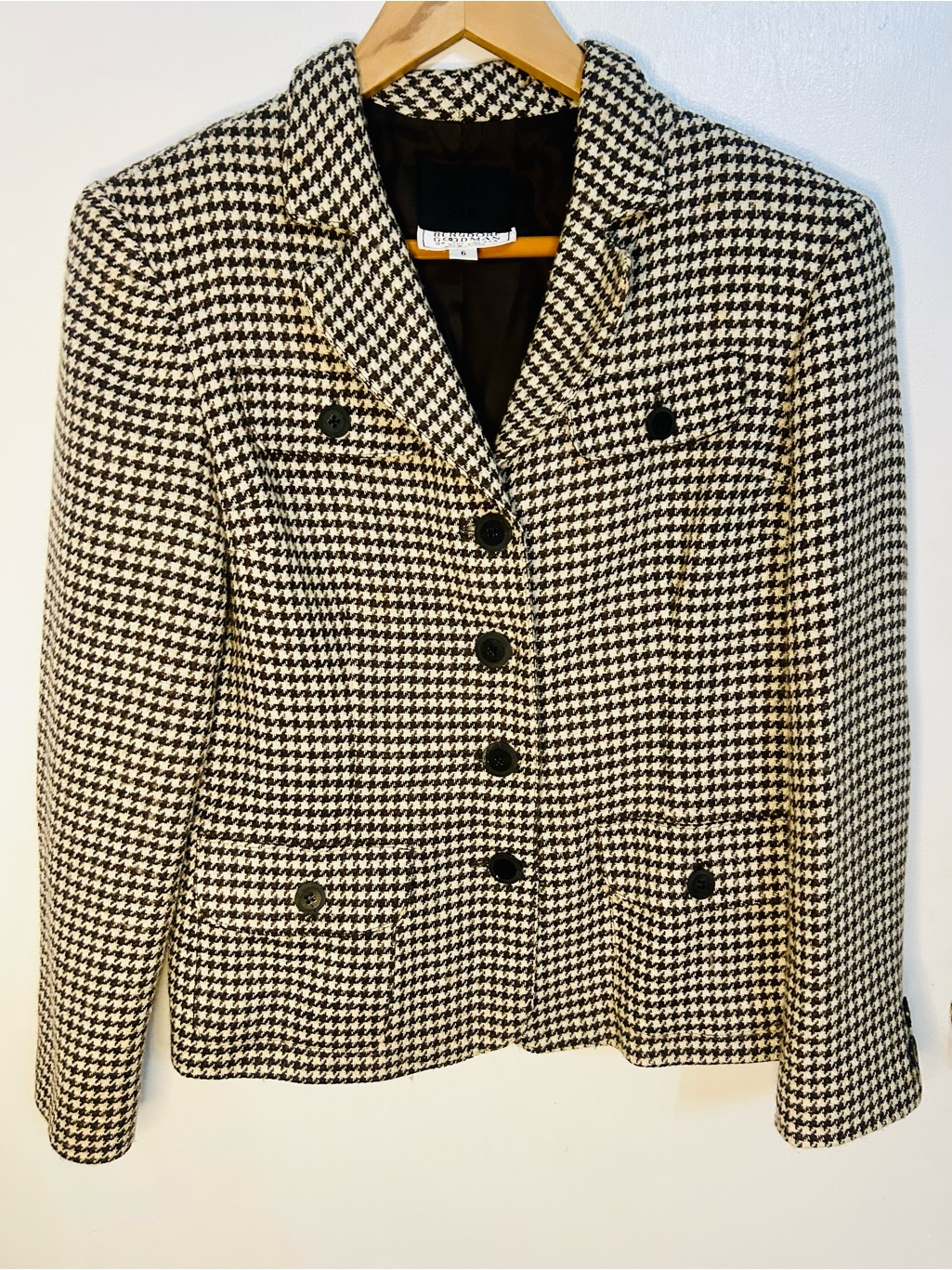 Anna Sui Black & White Houndstooth Blazer Jacket